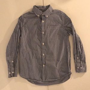 Boys size 8 navy and white check button down